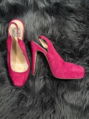 Dolce Vita Fuchsia Suede Slingback Platform Heels